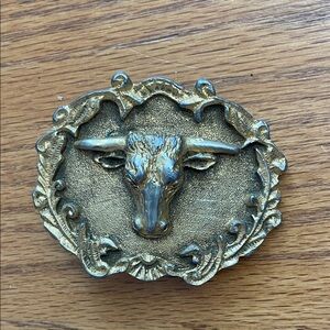 Gold Western Bull Head Belt Buckle